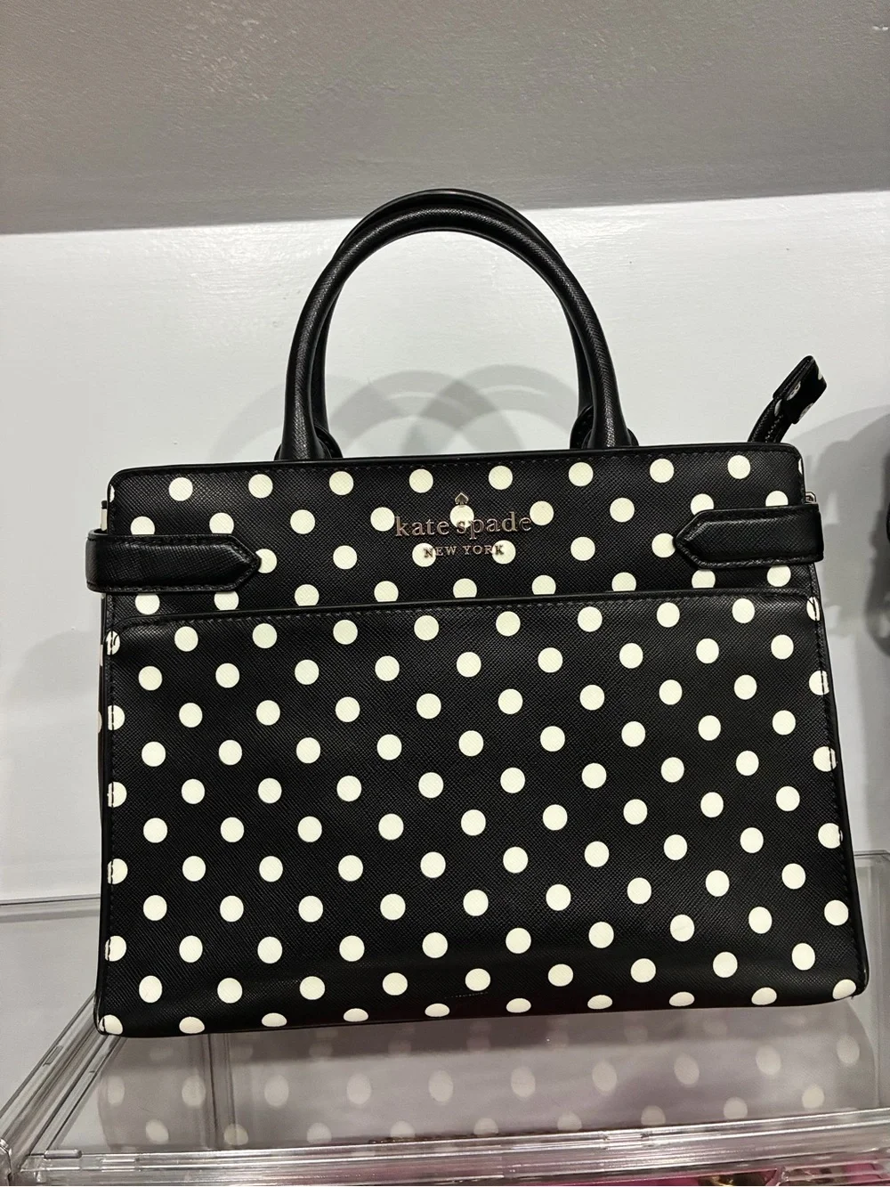 Kate Spade Staci Dot Dot Black and White Polka Dot Medium Satchel